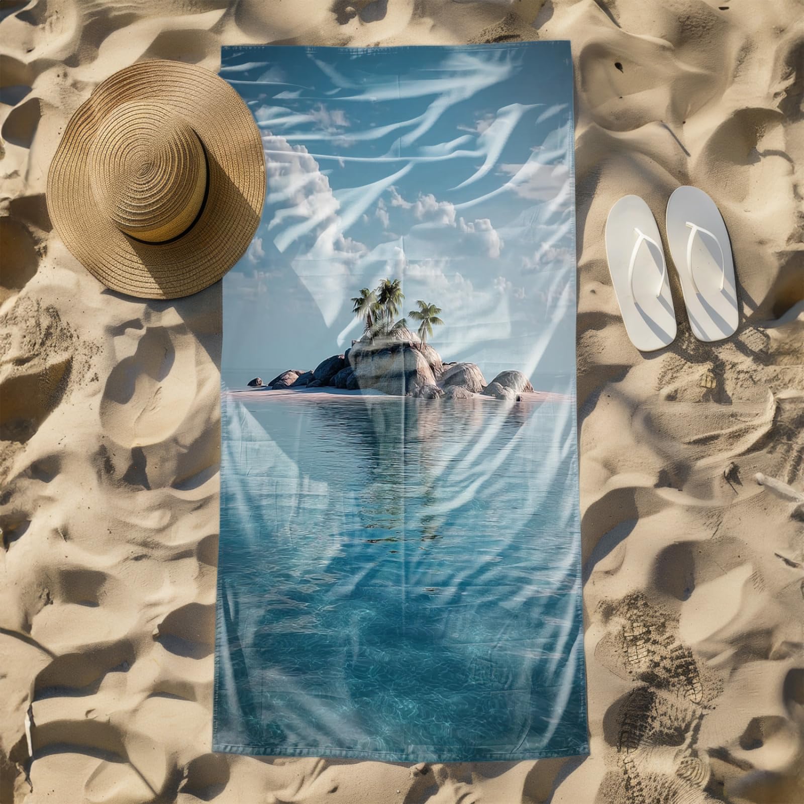 Generisch Toalla Playa Grande 100X200 Azul Mar Cielo XXL Secado Rrápido Toalla Manta de Playa para Mujer Deportes Viajes Sauna Y Piscina