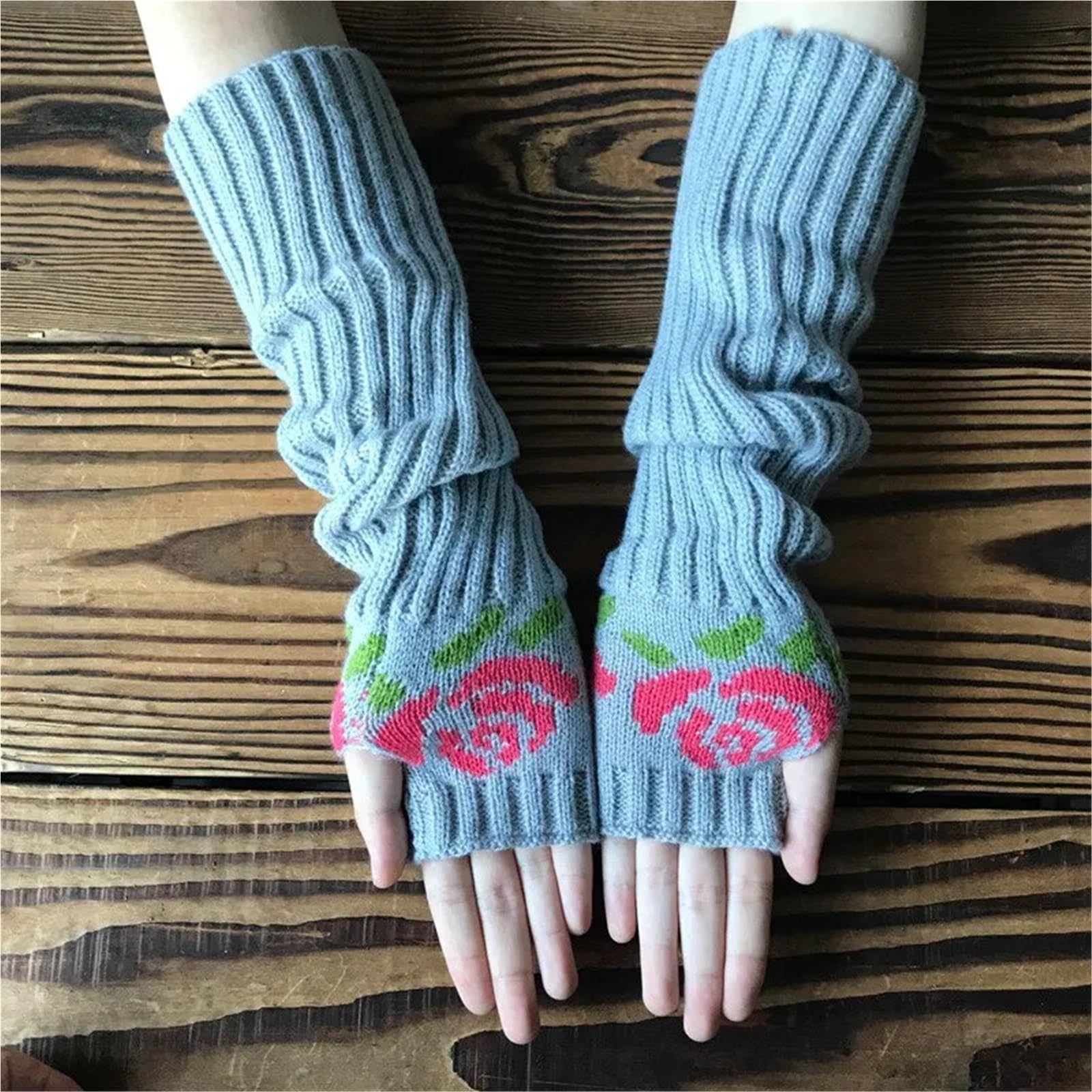 3 pares de guantes invierno punto rosa medio dedo alargados incluso brazo for mujer Para Correr, Ciclismo, Conducir