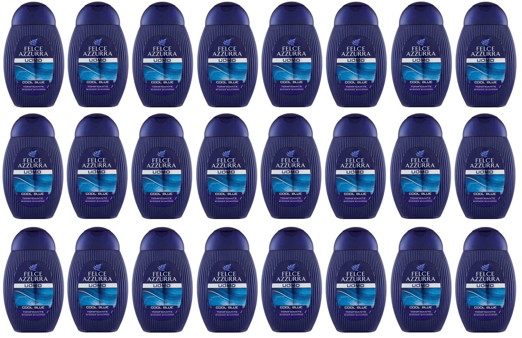 24x Felce Azzurra Doccia Shampoo Uomo Cool Blue Tonificante Shower Shampoo 250ml