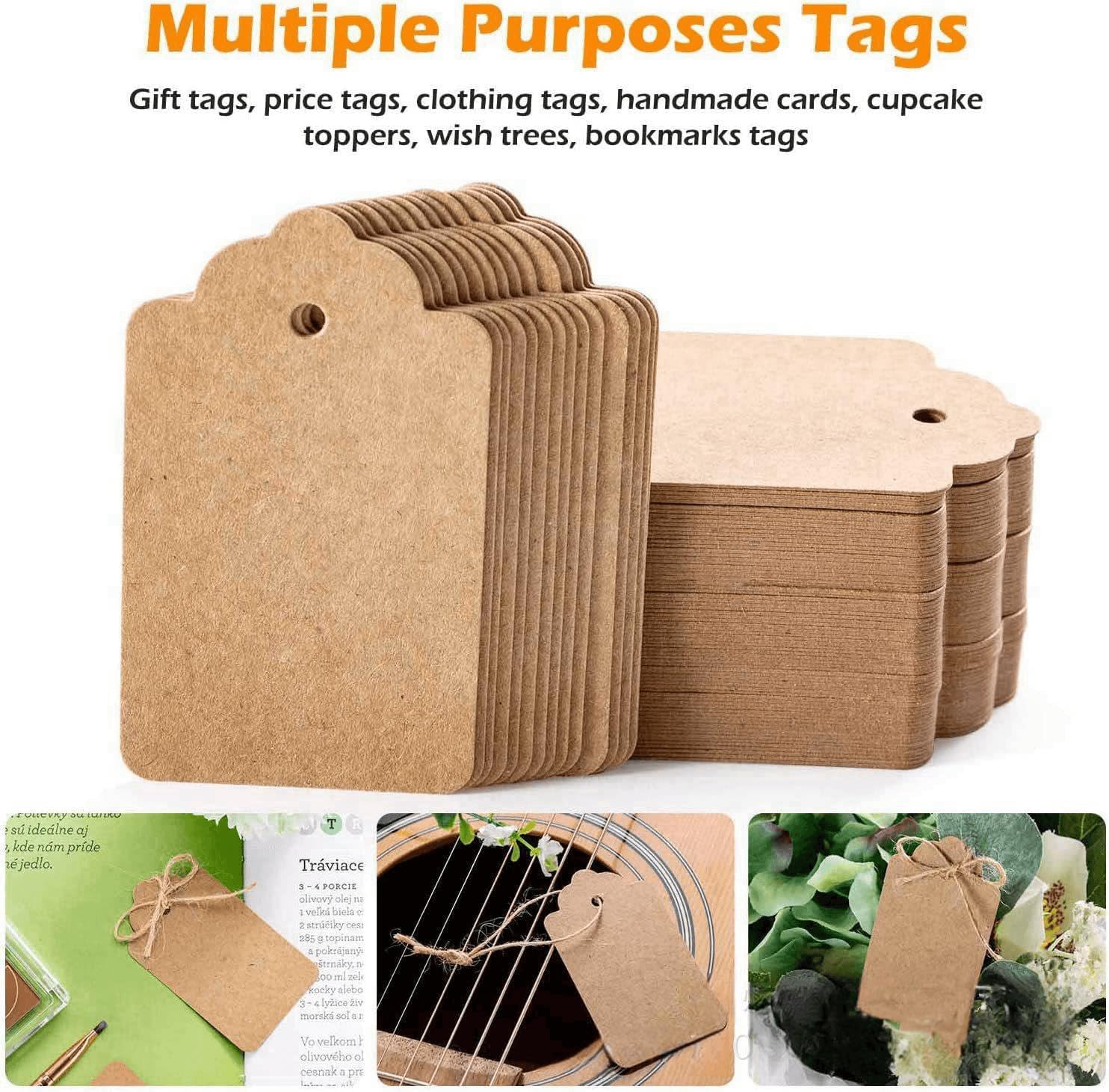 Kraft Paper Price Tags | 500pcs Blank Hang Tags | Merchandise Small Label for Pricing Gift Clothing Sale Supplies | Unstrung Marking Tags