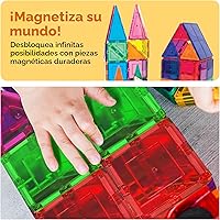 Vista 7 de PicassoTiles Juego de 100 piezas 100 piezas Ladrillos magnéticos de construcción 3D transparentes, bloques magnéticos de construcción, creatividad