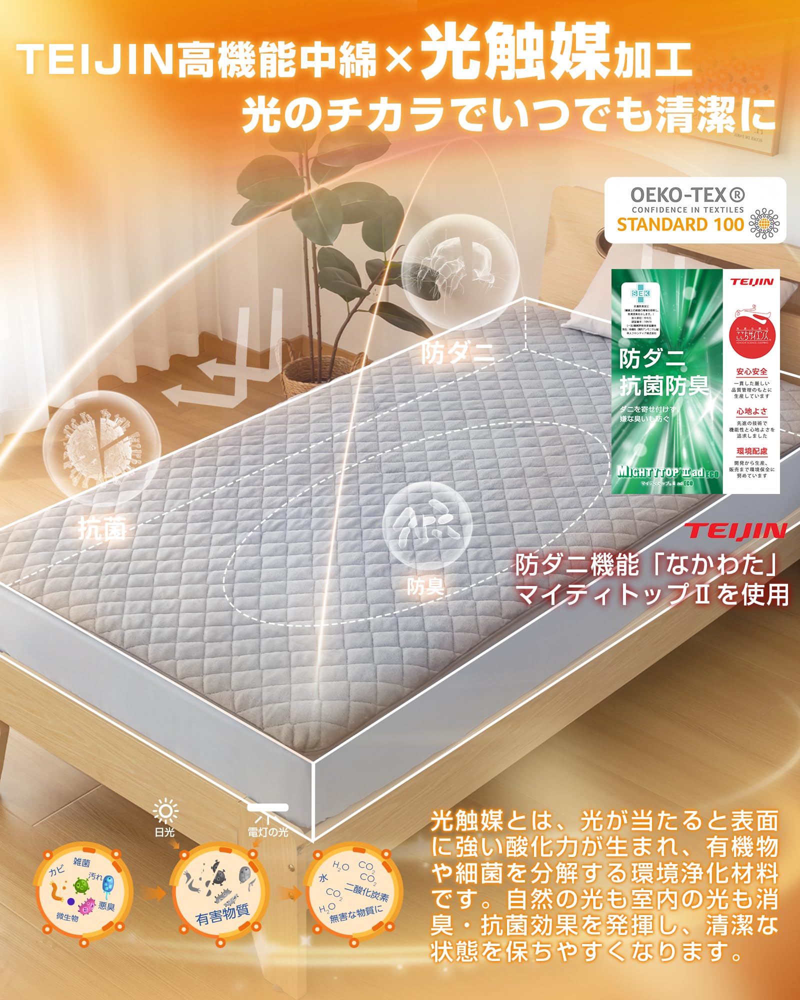Amazon｜colorsroom パッド一体型ボックスシーツ 【両面仕様】 【中綿