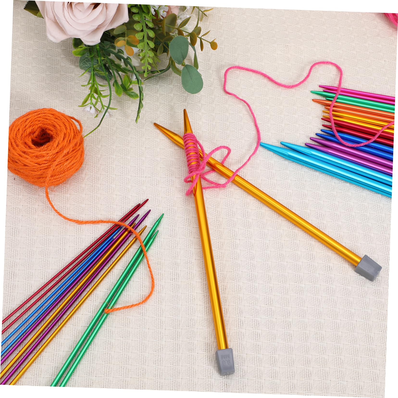 SHINEOFI Agujas de Tejer Rectas de Aluminio de Agujas para Tejer Mano para Suéteres y Bufandas para Principiantes y Tejedores Expertos Colores Vibrantes