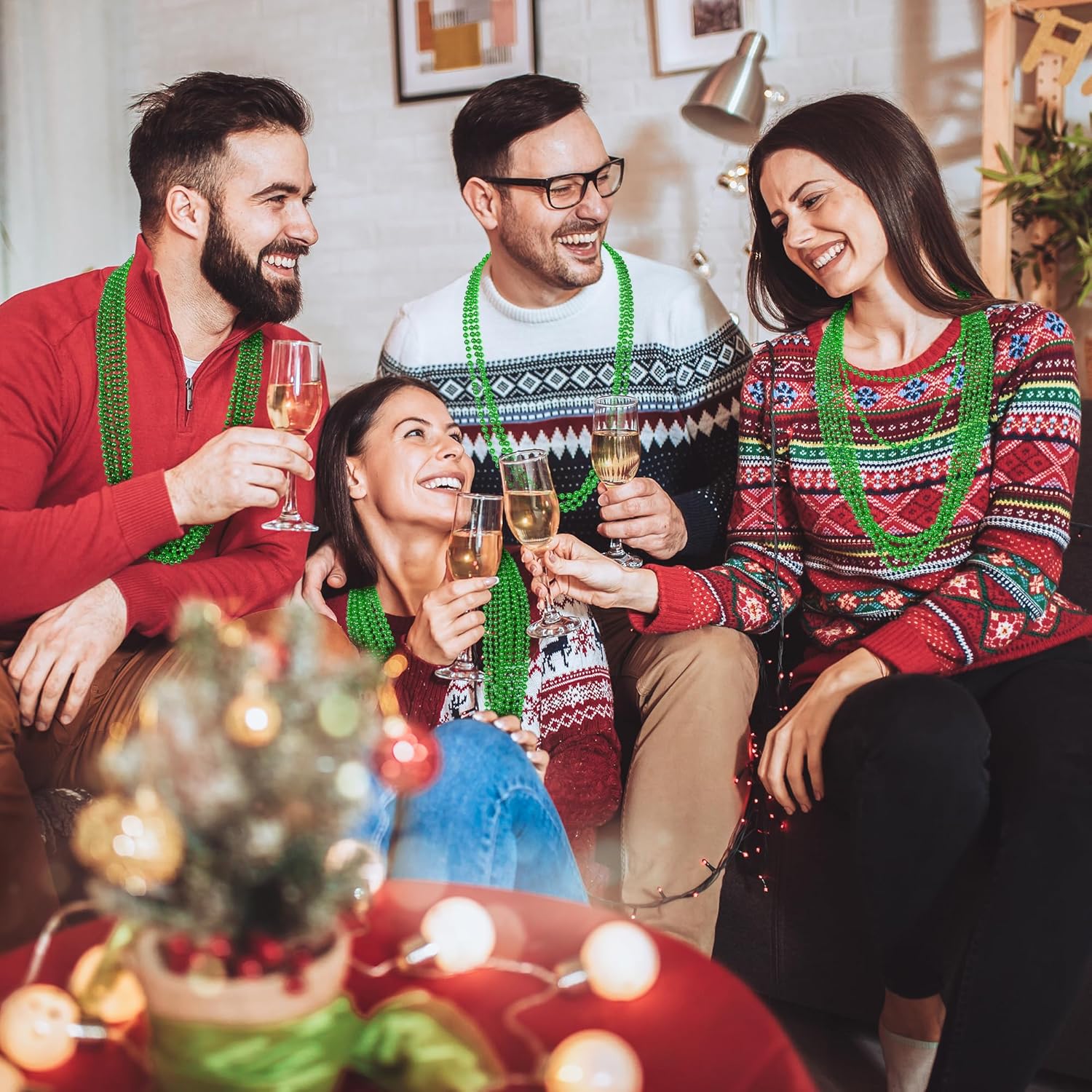 VLUV 36Pcs Beaded Necklace, Mardi Gras Beads Necklaces Accessories, 33 Inch Bead Costume for Women Man, Festival Parade Throw Supplies - Image 7