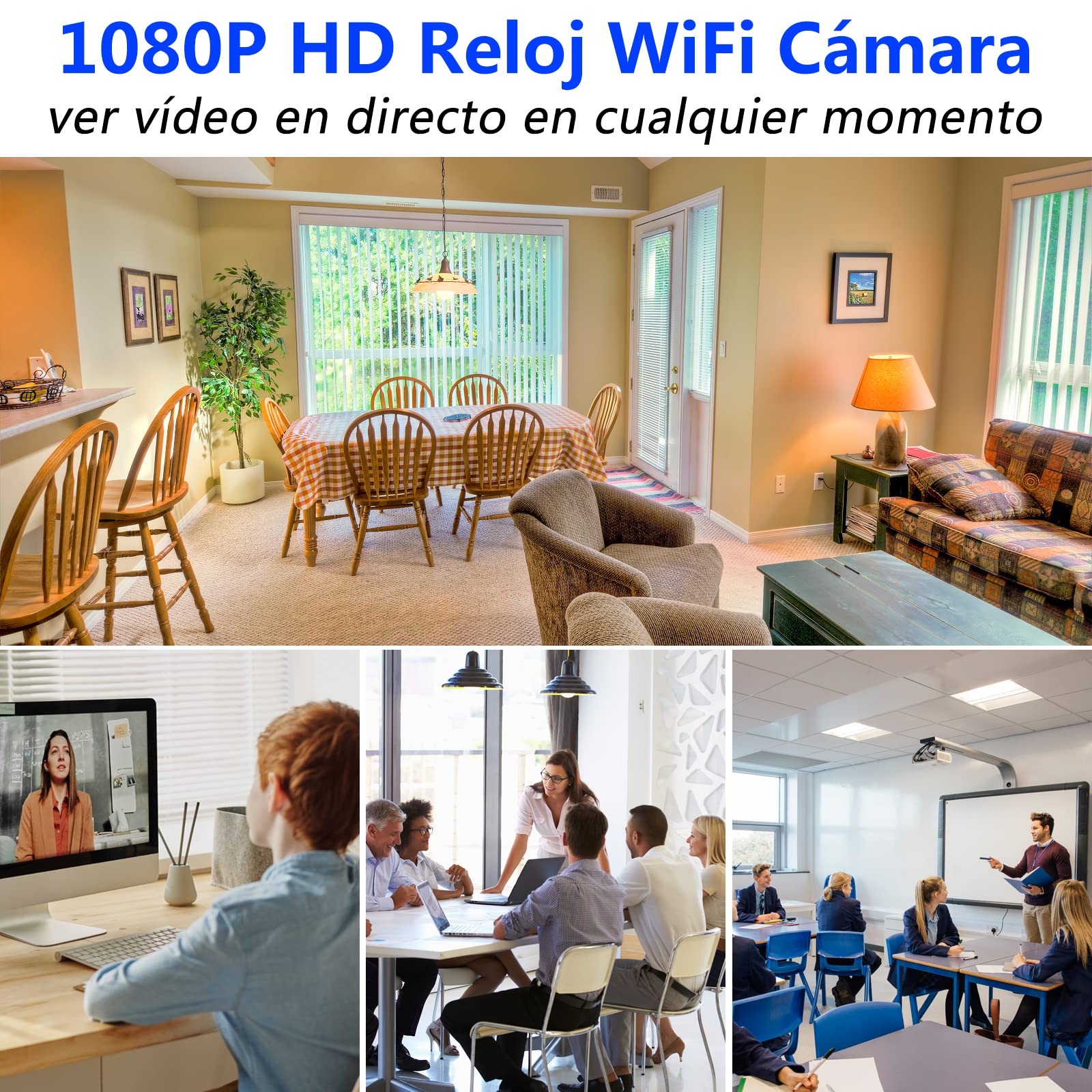 Cámara Oculta WiFi de 2,4/5 GHz, Mini Cámara Espía Oculta HD 1080P | Cámara Oculta en Reloj, Cámara Espía Oculta WiFi de 120°, Visión Nocturna, Detección de Movimiento, Visualización Remota