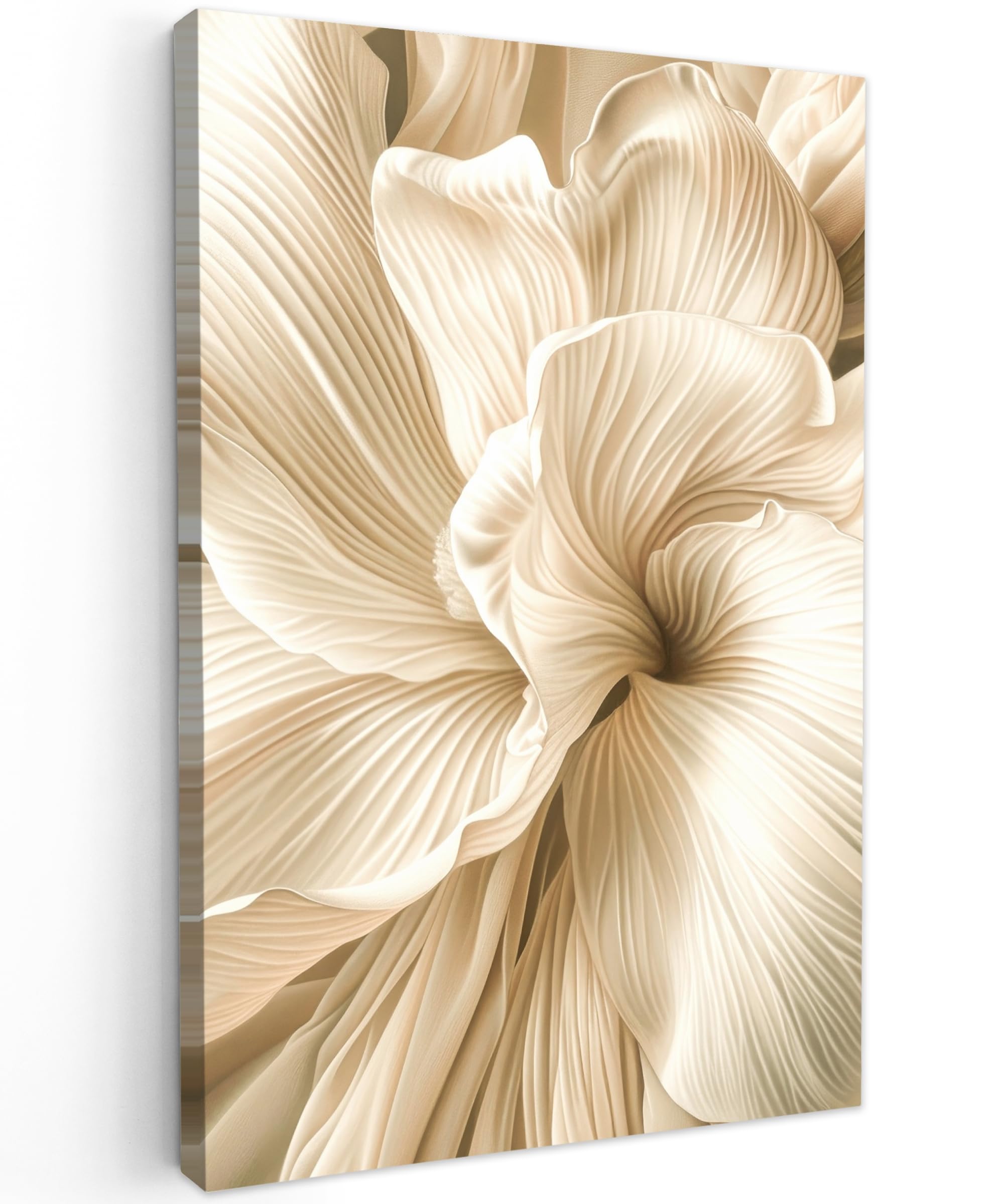 MuchoWow© Canvas Wall Art 24"x35" / 60x90 cm Decor Paintings Print framed on Canvas Pictures for Hallway Beige - Flower - Pattern
