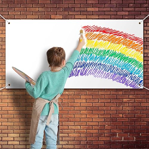 Vista 53 de Pancarta grande y letreros en blanco de poliéster, tela Oxford, pancarta con cuerda colgante para pared interior, exterior, fácil de colgar