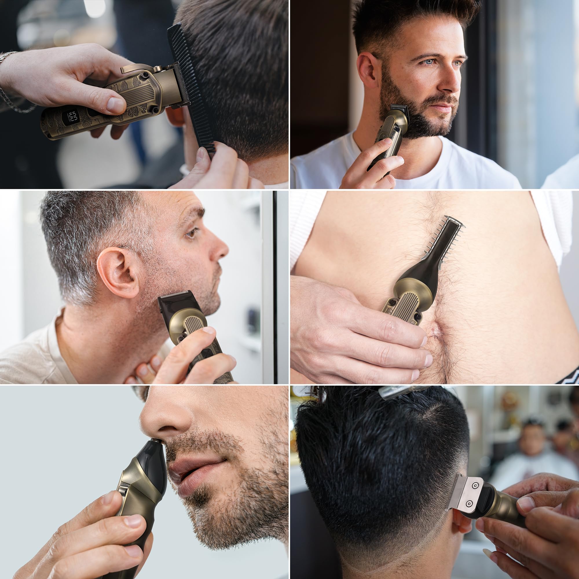 Tondeuse à Barbe et Cheveux Sans Fil Scttomon Professionnel Hommes Set Coupe De Cheveux (Bronze)