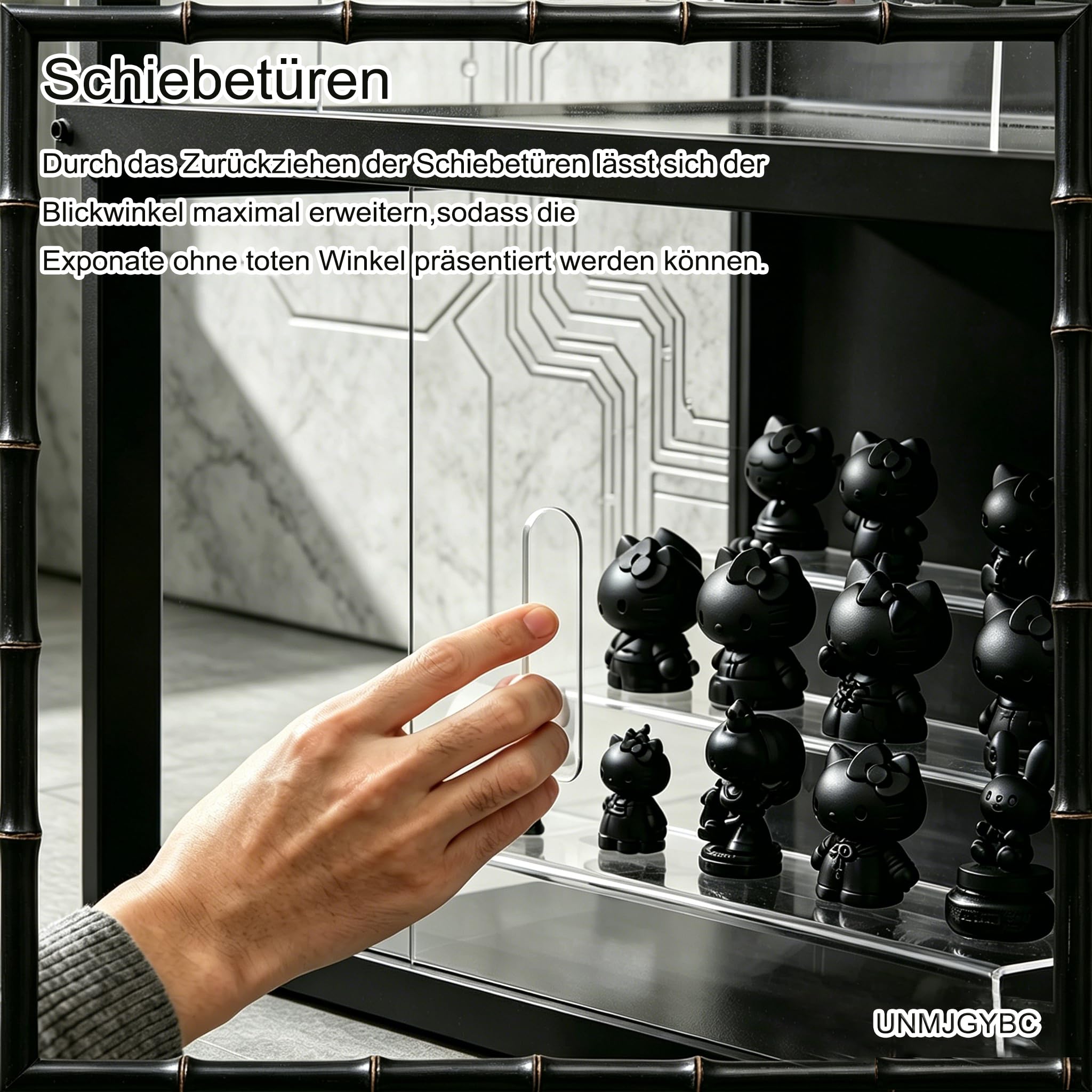 Modernes Regal mit Acryltüren und verstellbaren Böden, staubdichter Display-Schrank für Sammelstücke, Gaming-Equipment und dekorative Gegenstände zu Hause Schwarz 1 Etage/70× 33×40cm