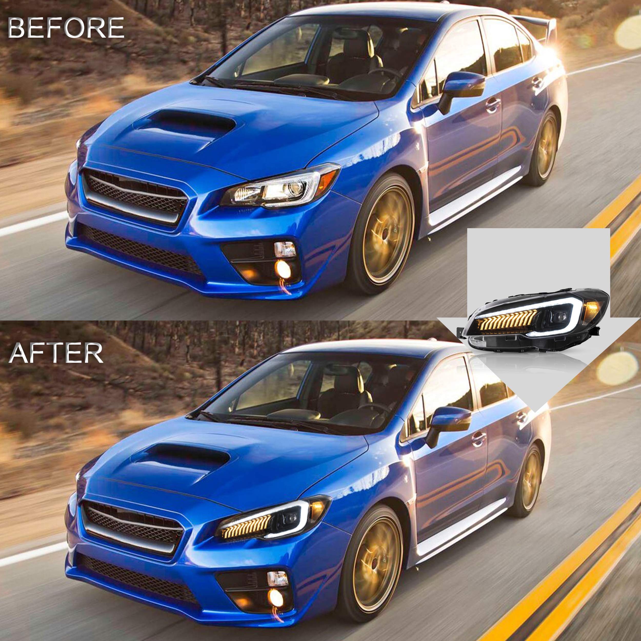Amazon | VLAND ヘッドライトアセンブリ スバル WRX STI 2015-2021
