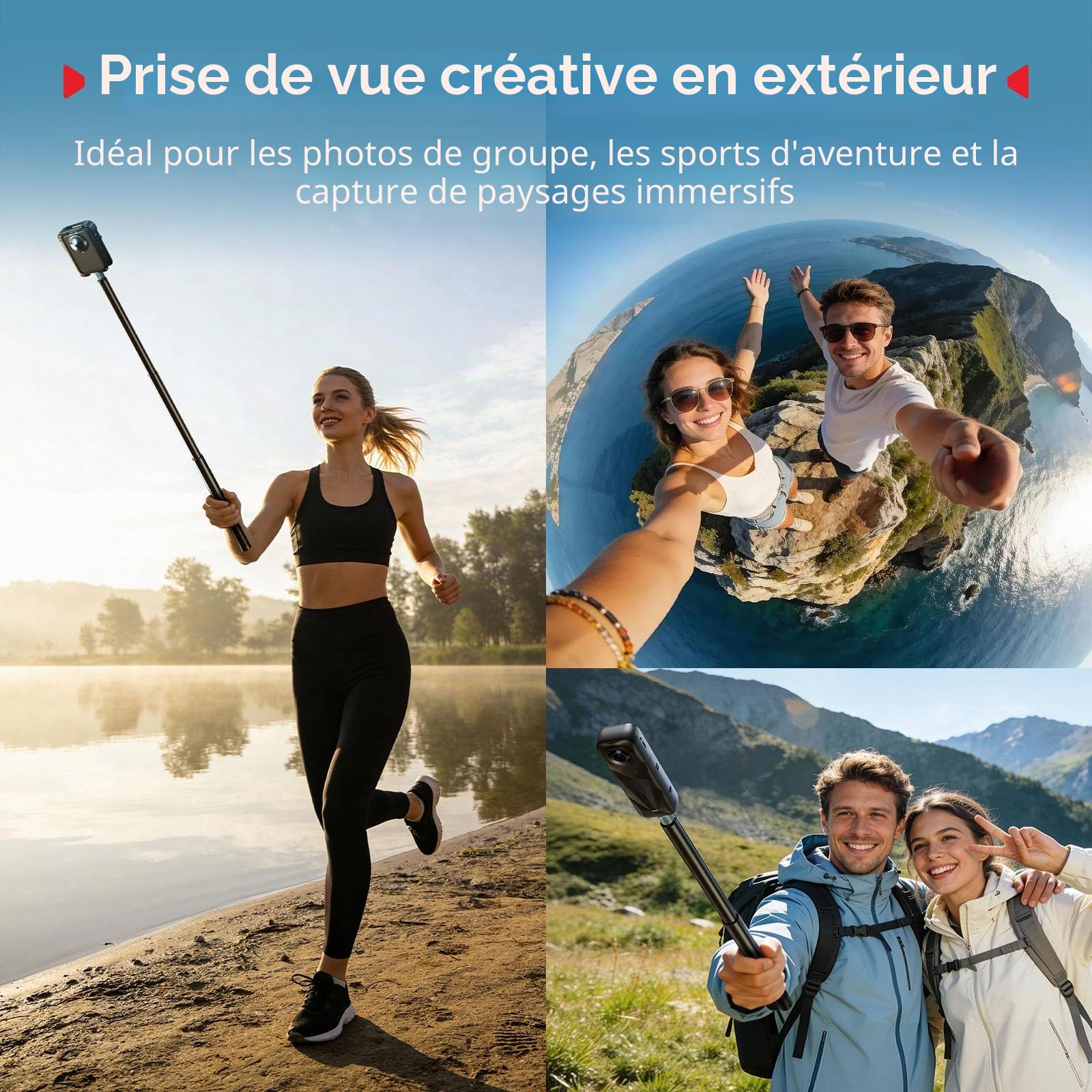 SmallRig Perche à Selfie Invisible Extensible de 150 cm (59 po/4,9 pi) pour Insta360 X5/X4/X3/X2 et DJI OSMO 360, Perche à Selfie Portable pour caméra d'action panoramique avec vis 1/4"-20, 5270