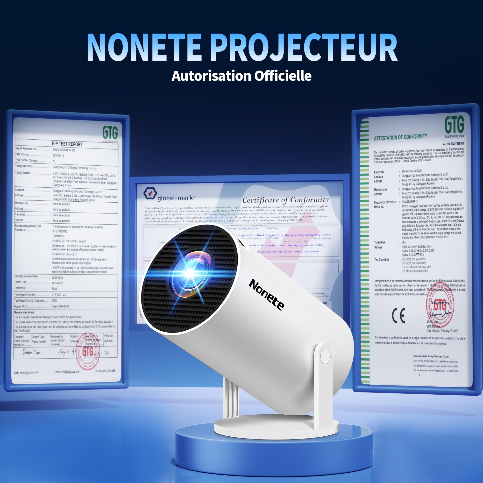 Nonete Vidéoprojecteur 1080P FHD Mini Projecteur Video 4K avec WiFi 6 BT5.2 Android TV – Bild 3