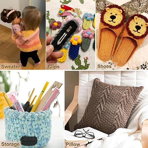 Miniatura 8 de BCMRUN Juego de ganchos de ganchillo, 14 tamaños de 0.079 pulgadas (B) a 0.394 pulgadas (N), kit de agujas de tejer ergonómicas de aluminio con