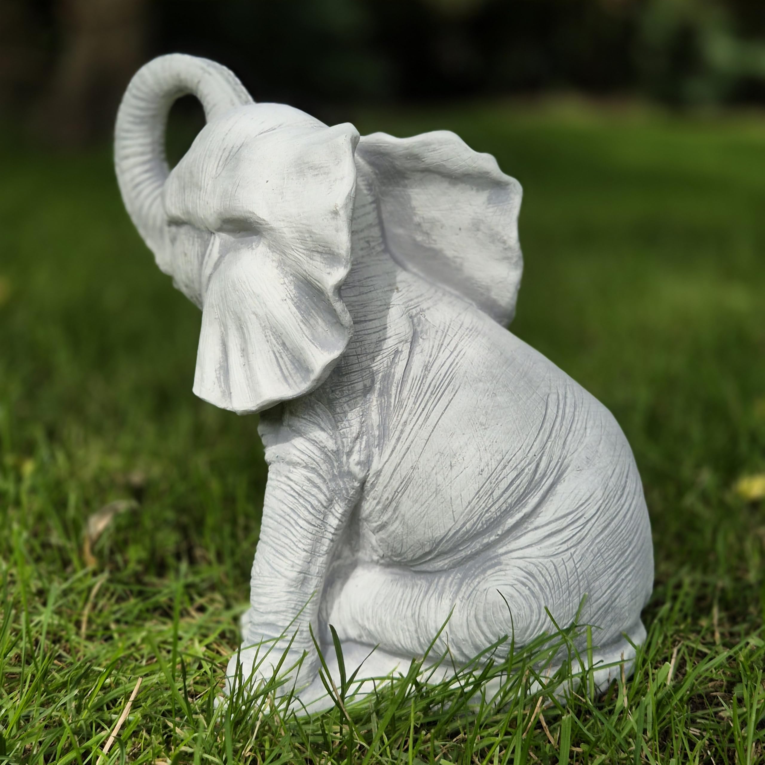 FABRIQ Wesoły słoń – realistyczna figurka ogrodowa z odpornego na warunki atmosferyczne odlewu kamiennego, waga 5,8 kg, wysokość 27 cm
