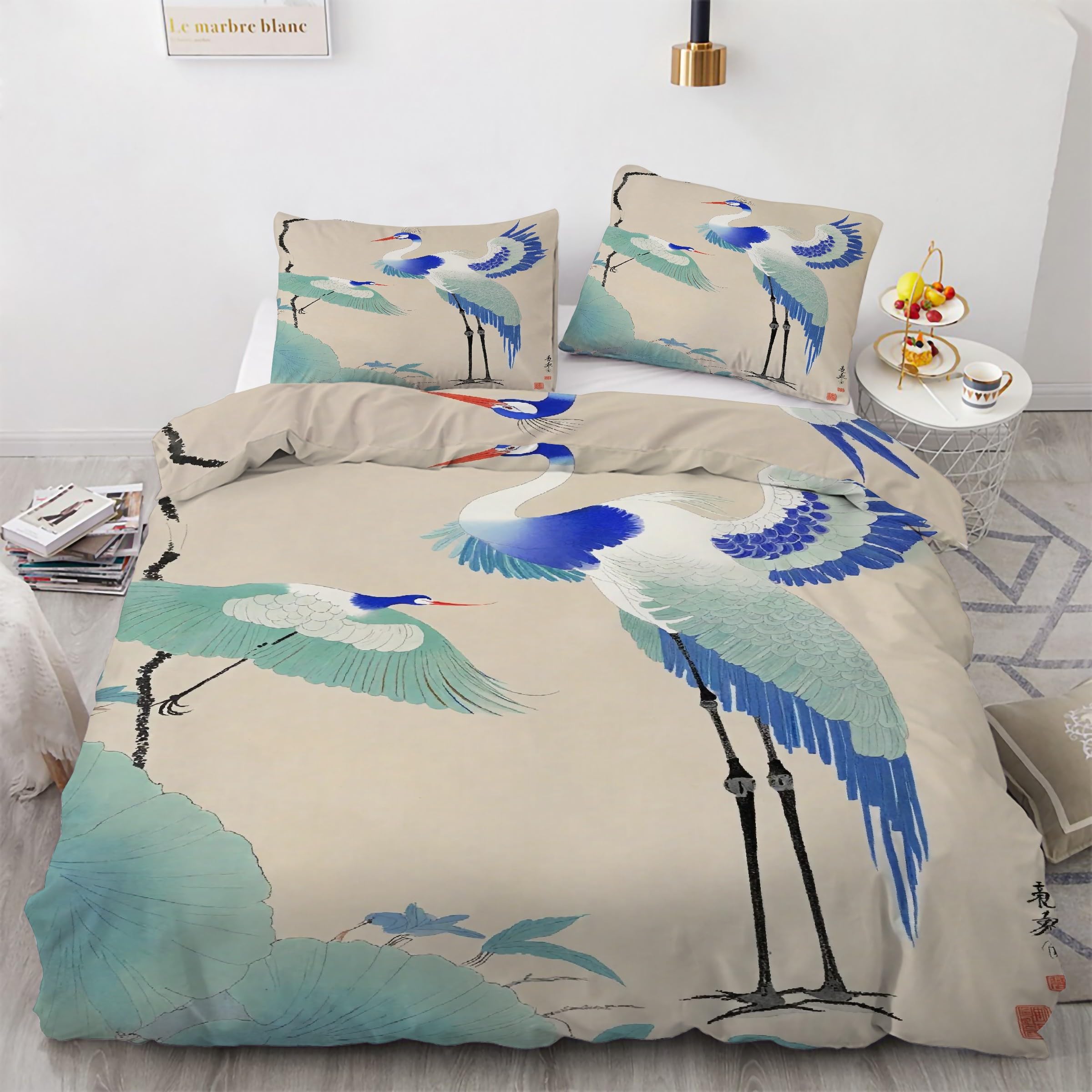 Housse de Couette 220x240 Microfibre Douce - Parure de Lit Luxe Paon
