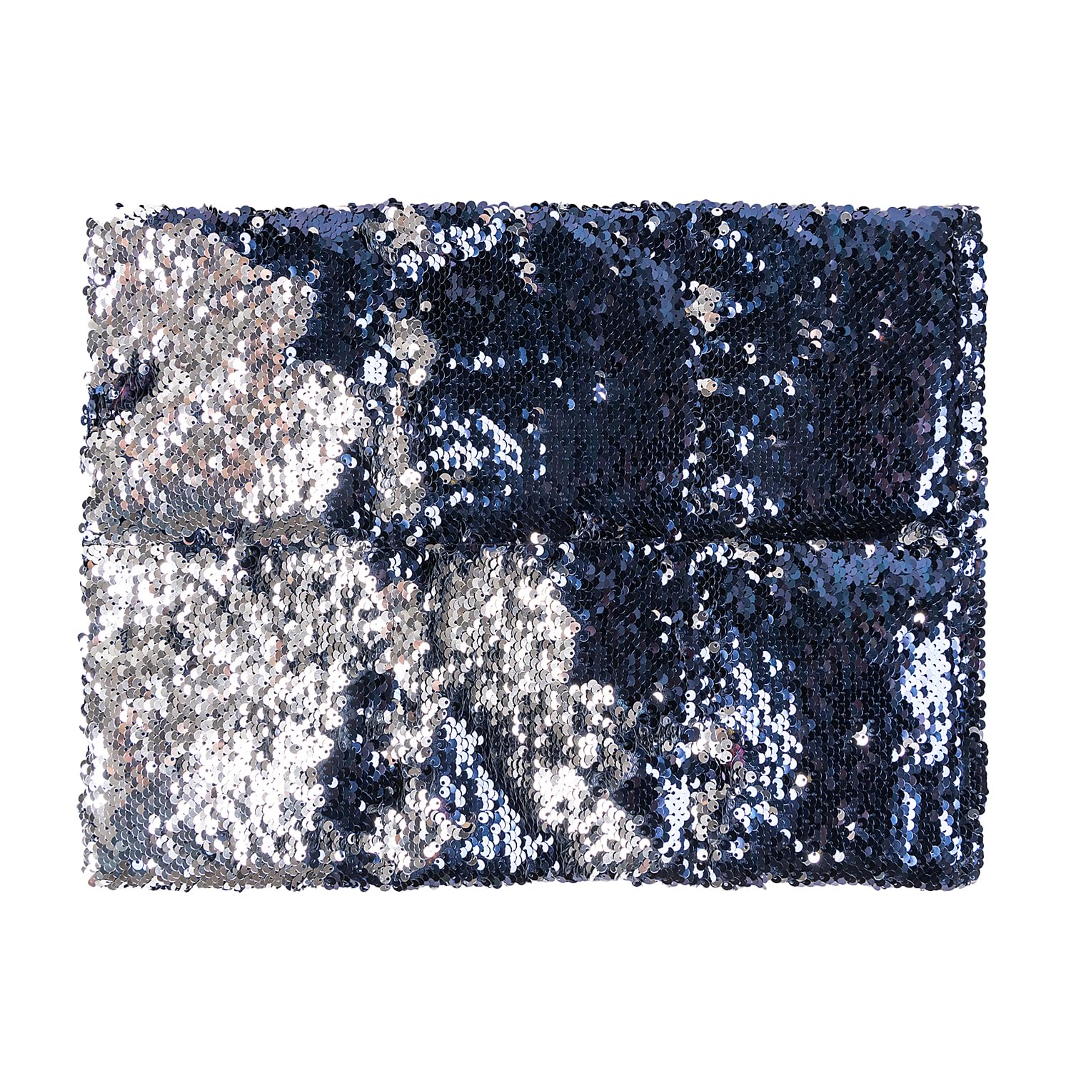 Almohada Pesada Cojin Sensorial De Regazo para Niños Y Adultos Terapéutico con Lentejuelas Bicolores Alivio del Estrés Ansiedad 2 kg 30 x 40 cm Azul Marino Plata