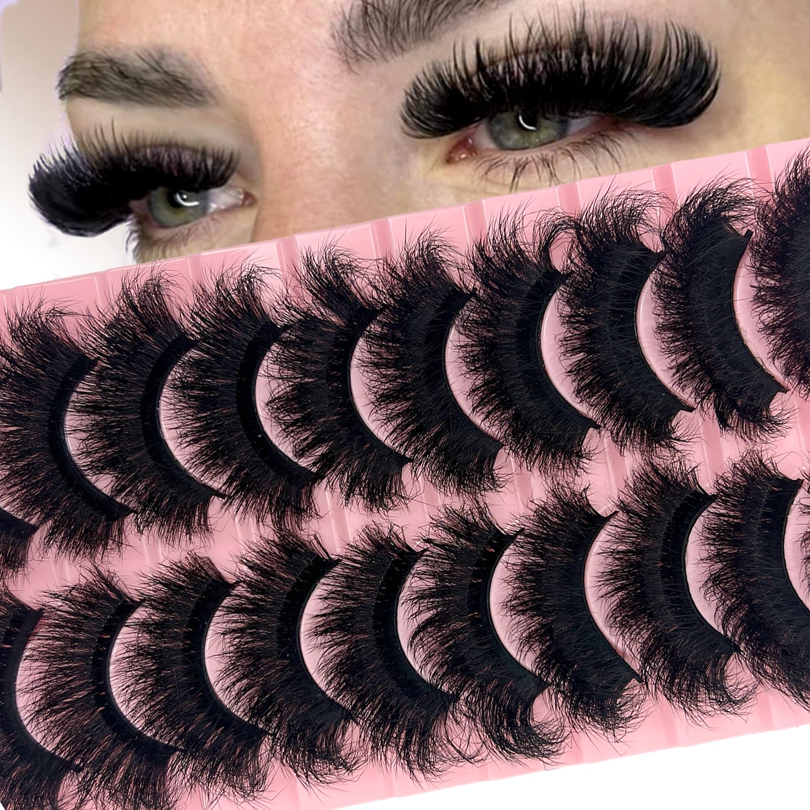 SISIYDY Mink Lashes Fluffy Dramatic 8D Thick 3D Volume 20mm 25mm Big Long Eye Lashes Mink Faux Strip