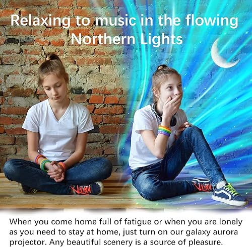 Miniatura 2 de Cupohus Aurora Moon Star Proyector de luz nocturna con altavoz de música Bluetooth, cielo estrellado de galaxia, proyector de luz de estrellas LED