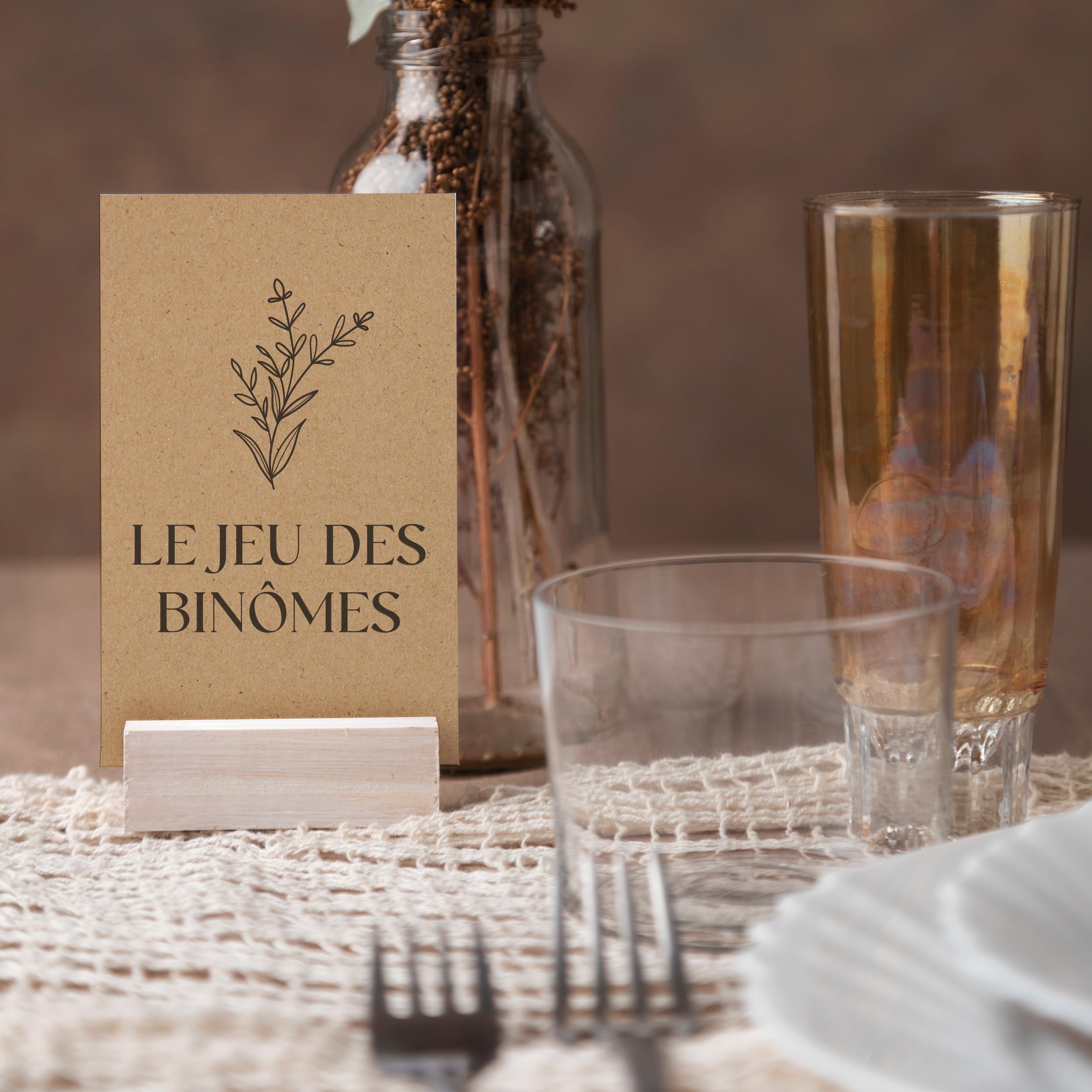 Gioco Binomi Per Matrimonio – 50 Carte Da Grattare In Stile Kraft Rustico – Animazione Photobooth Personalizzabile – Prodotto In Francia