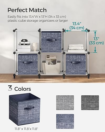 Miniatura 8 de SONGMICS UROB030I01 - Cubos de almacenamiento, cubos de tela no tejida de 11.8 pulgadas con asas dobles, juego de 6, organizadores de armario para