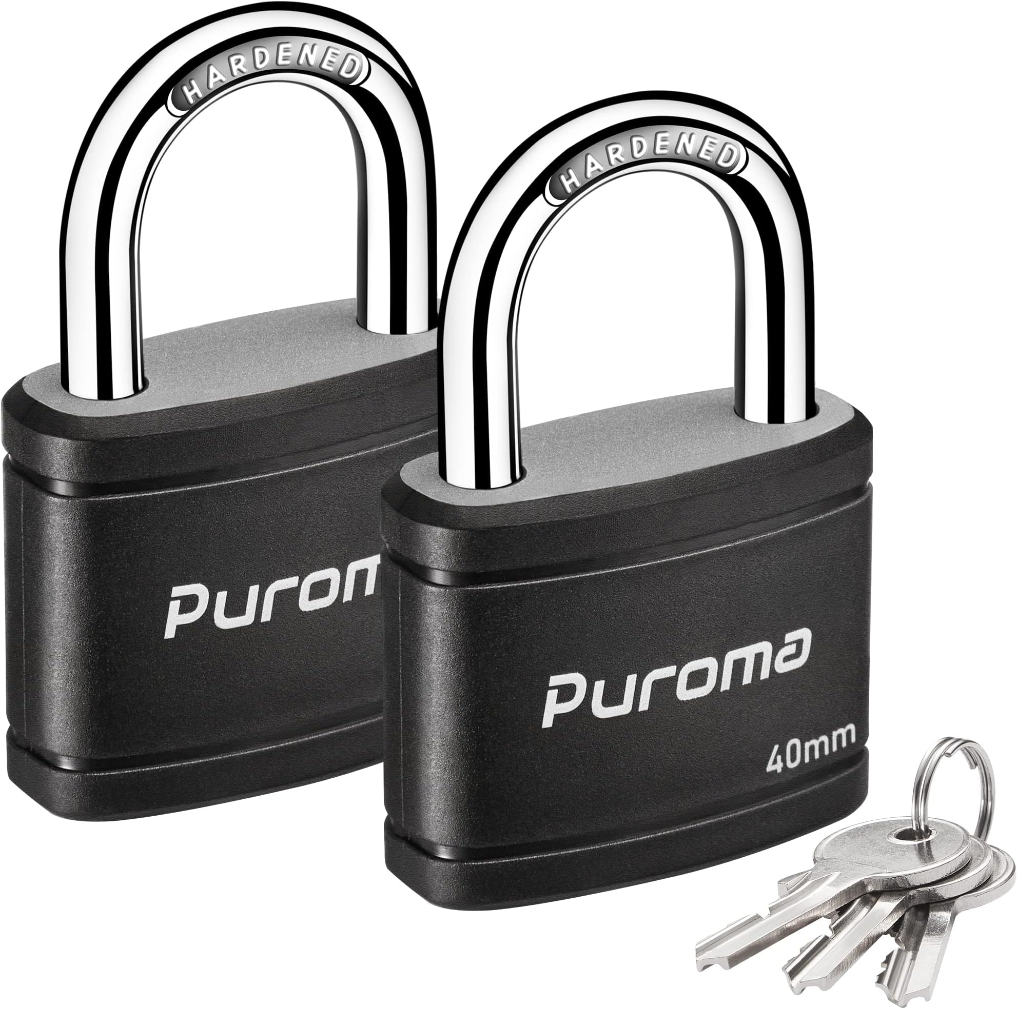 2 Pack Keyed Padlock with 3 Keys Alike, 7/8 Inch Locker Lock 40mm Heavy-Duty Locks for Gate Fence Hasp Cabinet Toolbox School Gym Locker (Black)