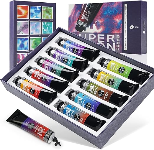 Amazon Super Vision 水彩絵の具 分離色 透明水彩 絵の具 10色 セット 15ml 透明水彩 絵の具 チューブ イラスト 漫画 ホビー 画材 絵手紙 えのぐ アーティスト 絵の具 特殊色 Diverse Colors Layering スーパービジョン 分離色10色 15ml チューブ 絵具 Amazon Super Vision 水彩絵の具 分離色 透明水彩 絵の具 10色 セット 15ml 透明水彩 絵の具 チューブ イラスト 漫画 ホビー 画材 絵手紙 えのぐ アーティスト 絵の具 特殊色 Diverse Colors Layering スーパービジョン 分離色10色 15ml チューブ 絵具