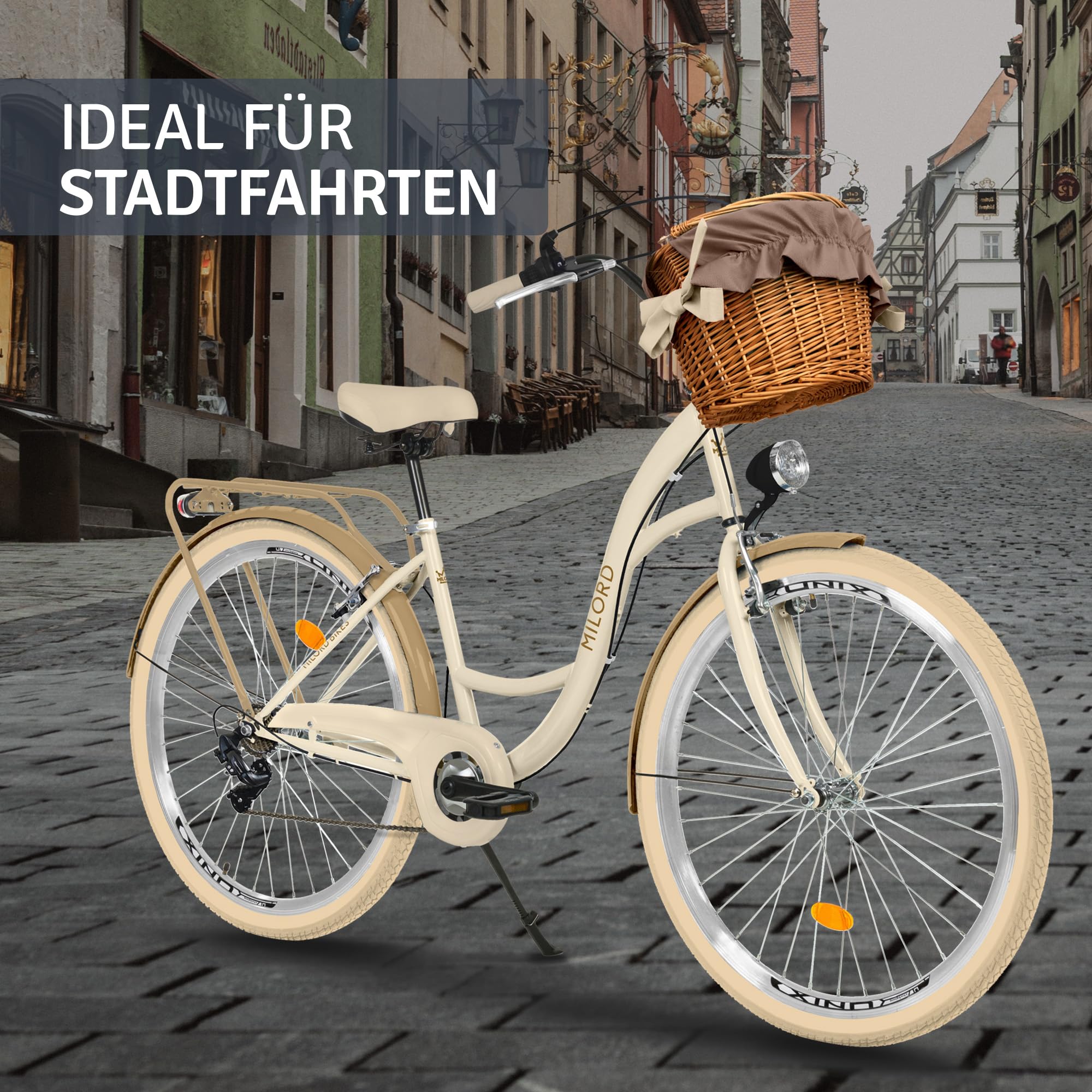 Komfort Fahrrad Citybike Mit Weidenkorb Damenfahrrad Hollandrad, 26 Zoll,  Creme-Braun, 7-Gang : Amazon.de: Sport & Freizeit