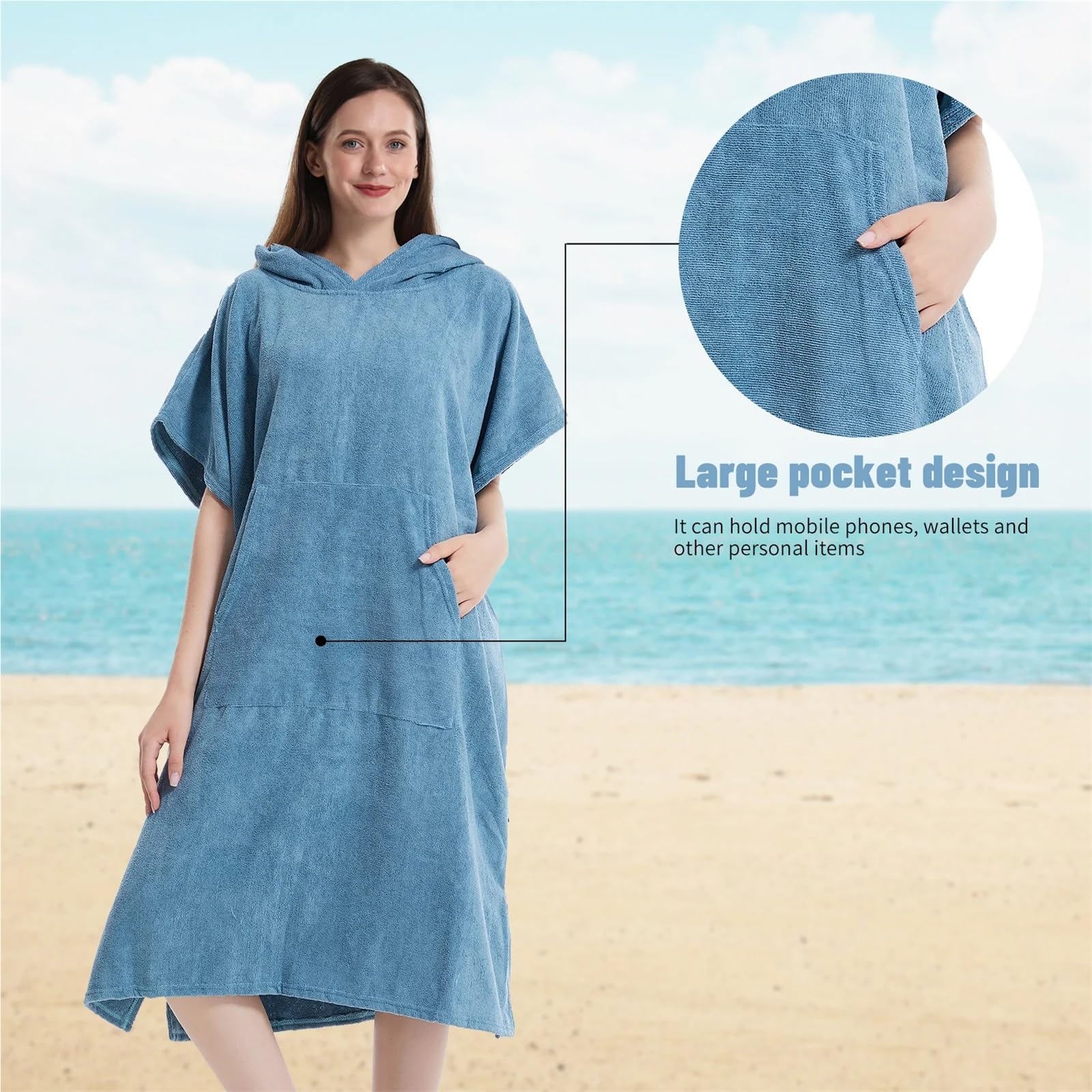 Accappatoio Poncho da Surf, Asciugamano, for, Nuoto, Immersioni, Spiaggia Poncho da Spiaggia(Black)