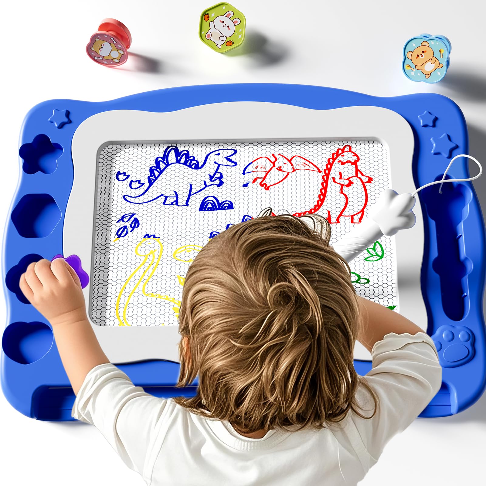 Grande planche à dessin magnétique, jouet, pour enfants de 3 à 7 ans, effaçable, avec 4 couleurs, jouet éducatif