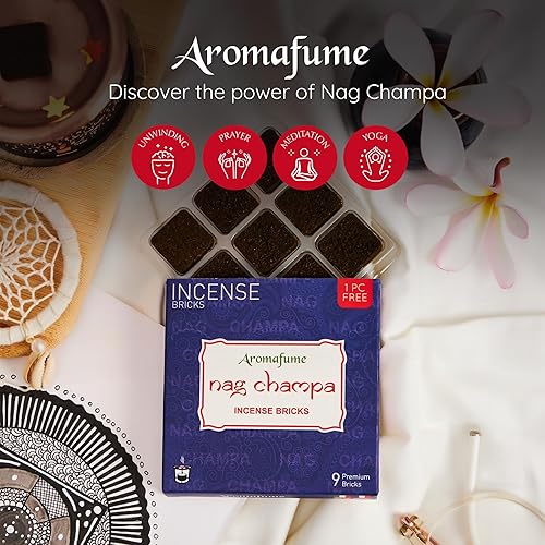 Miniatura 8 de Nag Champa - Ladrillos de incienso (2 x 9 ladrillos) y quemador de incienso exótico del árbol de la vida por Aromafume  Fabricado con sándalo,
