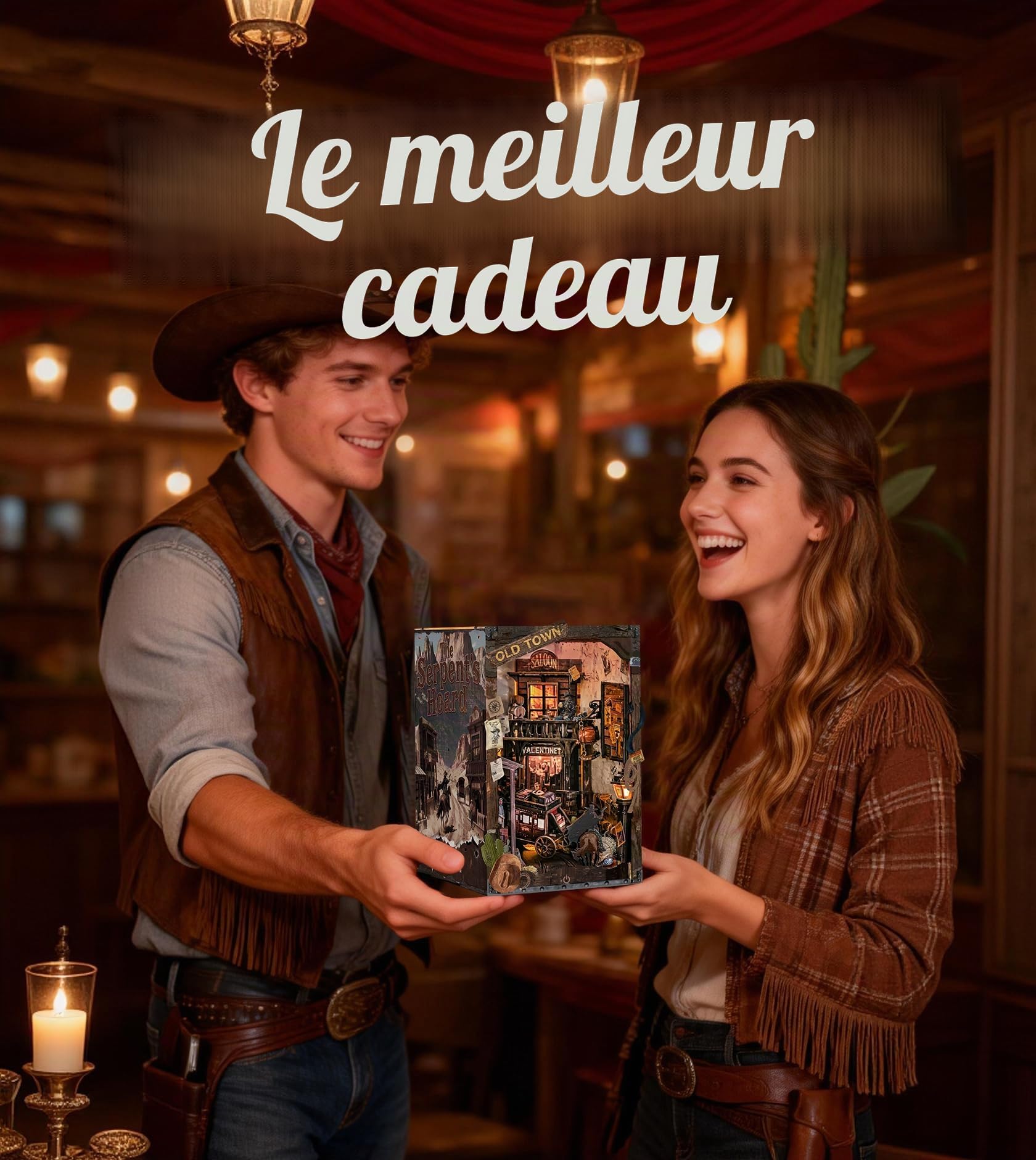Spilay Book Nook, Ville de l’Ouest Vintage Maison Miniature DIY