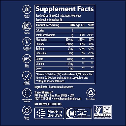 Miniatura 6 de Trace Minerals Concentrado de minerales traza Apoya la energía, la digestión, la salud ósea y la hidratación, 70+ minerales traza iónicos