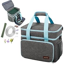 Crafts Storage Bag, Double-Layer Craft Organizer with Adjustable Dividers & Multi Pockets,Art Supply Storage Bag for Christmas Craft Supplies & DIY Kits, Gift Idea for Craft Lovers