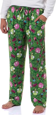 Invader ZIM Adult ZIM Gir and Pig AOP Tossed Print Sleep Pajama Pants Loungewear Sleepwear for Men Women