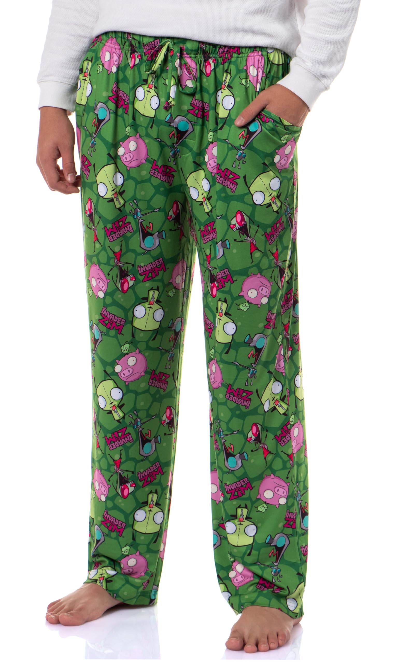Invader ZIM Adult ZIM Gir and Pig AOP Tossed Print Sleep Pajama Pants Loungewear Sleepwear for Men Women