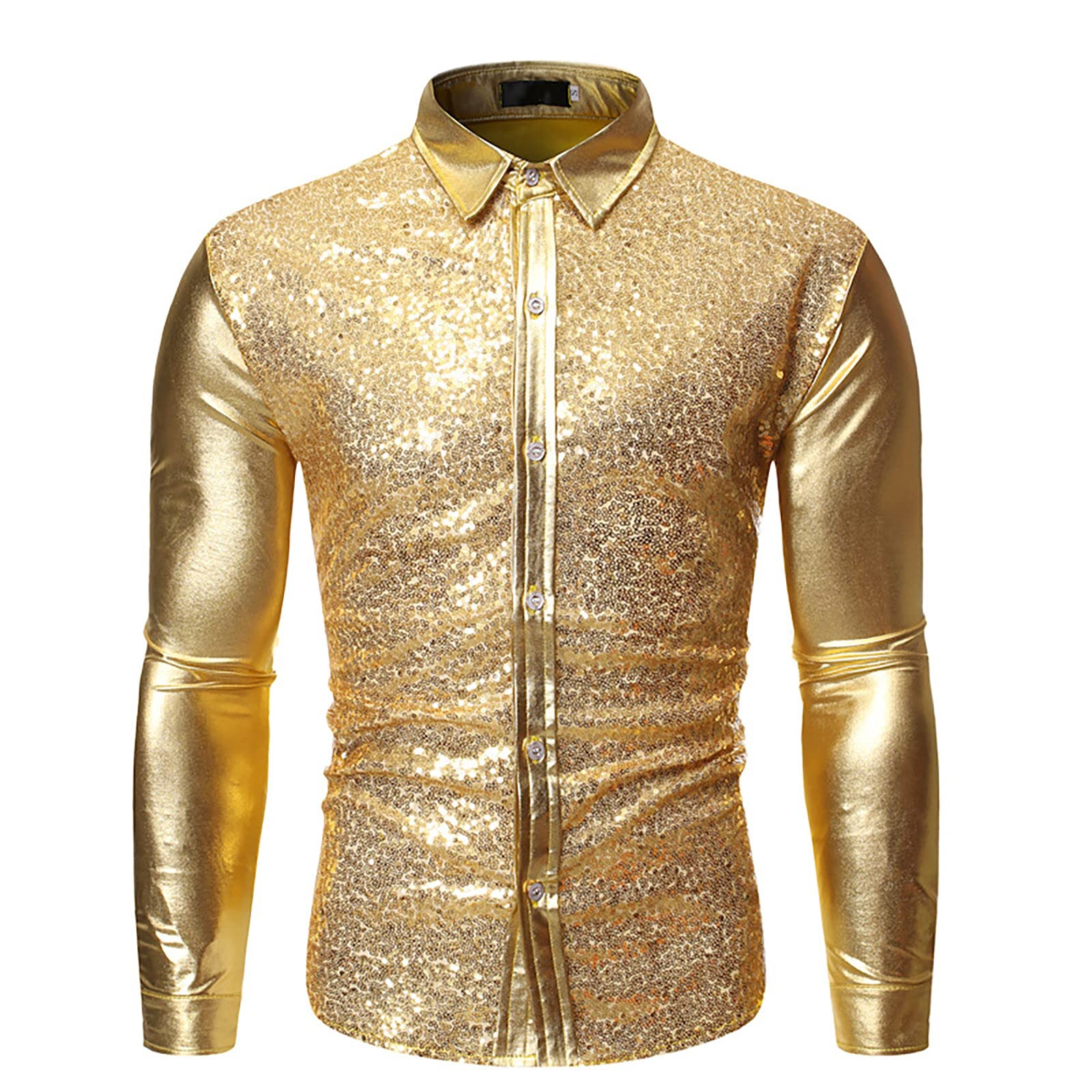 Camisa De Lentejuelas Brillante Para Hombre – Disfraz Disco Años 80, Fiesta Rave, Carnaval Y Nochevieja