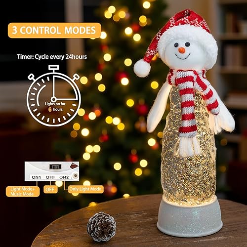 Vista 234 de Linterna de globo de nieve de Navidad, muñeco de nieve brillante con música, forro USB/funciona con pilas, linterna iluminada para decoración