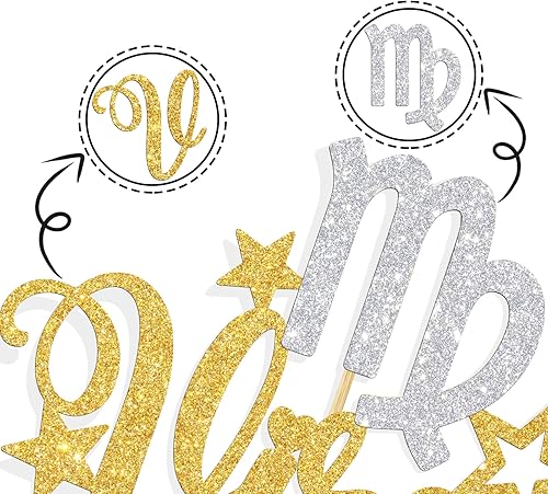 Miniatura 6 de Decoración para tartas de Virgo, gran energía de Virgo/temporada de Virgo, decoración de pastel de cumpleaños, 12 constelaciones del zodiaco,