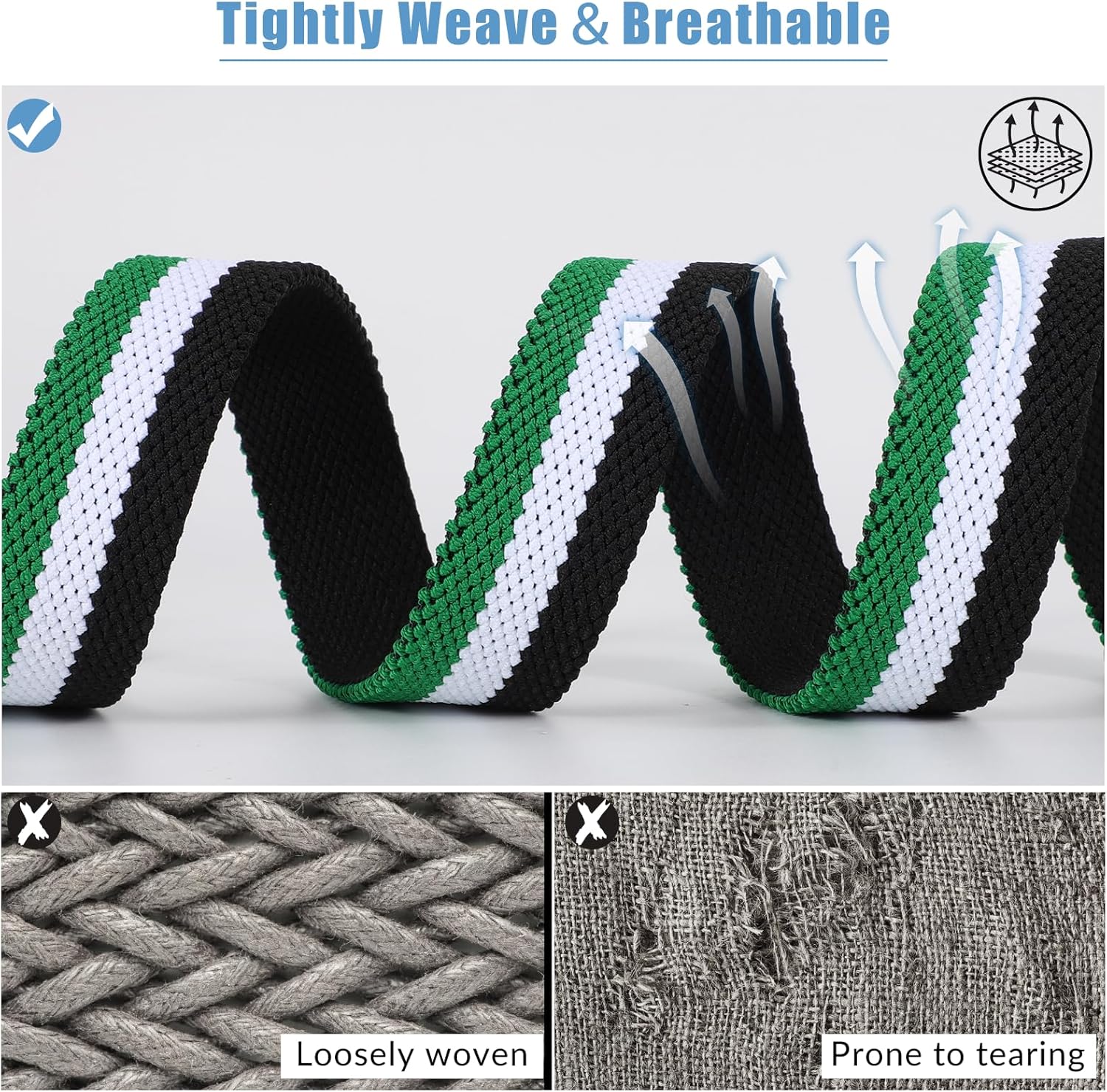 SANSTHS Reversible Braided Belt for Men and Women, Elastic Stretch Woven Golf Belts for Men, Casual Jeans Sports Work 1 3/8" - Image 5