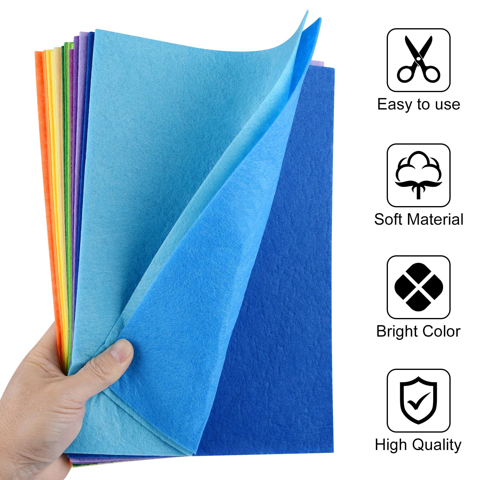 40 Pcs Soft Felt Fabric Sheet 8" x 12" Assorted Color Felt Fabric Sheets for Crafts DIY Handcraft Sewing Squares Patchwork Nonwoven