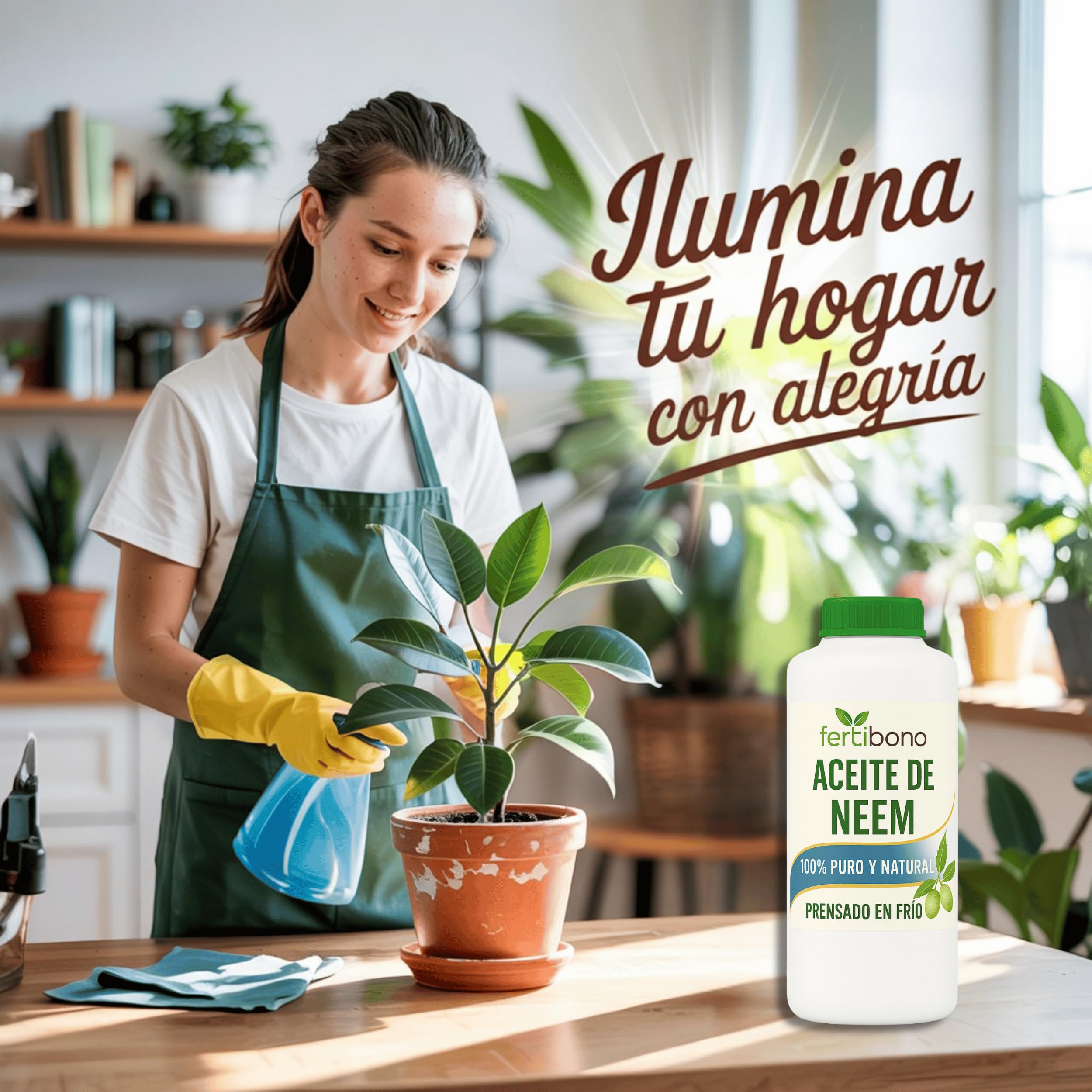 Fertibono - Jabón Potásico y Aceite de Neem - 1L + 1L - Limpieza y Cuidado Natural para Plantas y Jardín - 100% Ecológico y Biodegradable