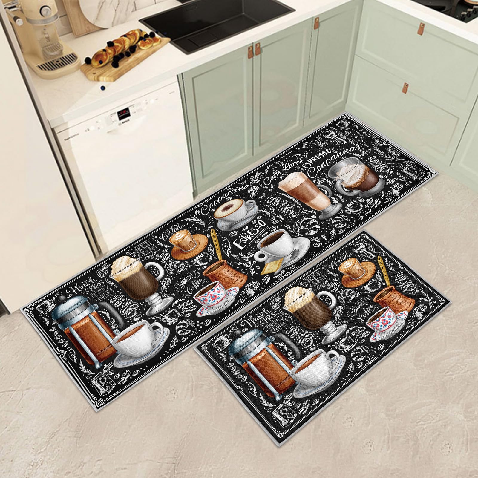 Set Di 2 Tappetini Da Cucina Antiscivolo - 40x60 Cm E 40x120 Cm, Anti-Affaticamento - Foto 4