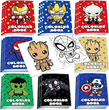 Amazon.com: 24 PCS Superhero Coloring Books Bulk for Kids Mini DIY ...
