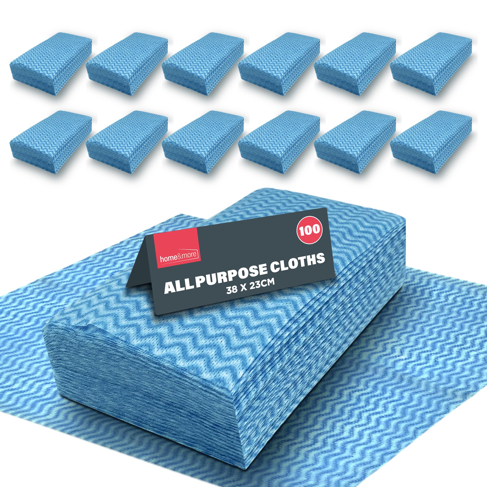 SOL 1,200pk All Purpose Cloths, 38x23cm Disposable Cleaning J Cloths Blue, Soft, Absorbent, Gentle & Reusable for Household and Professional Cleaning, Ideal for Polishing, Dusting, Washing Dishes