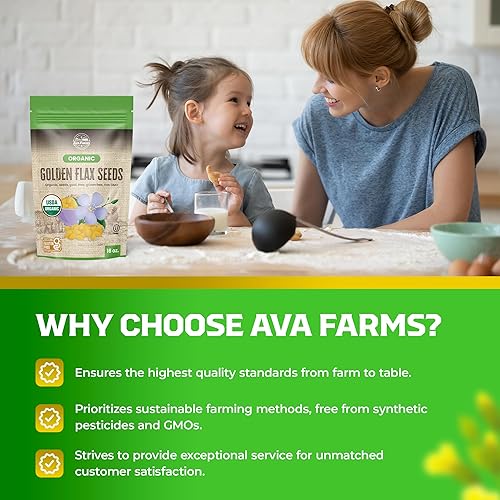 Miniatura 8 de Ava Farms Semillas de lino dorado orgánico  Semillas enteras de lino para batidos, hornear, cocinar, ensaladas y más  La semilla de lino dorado