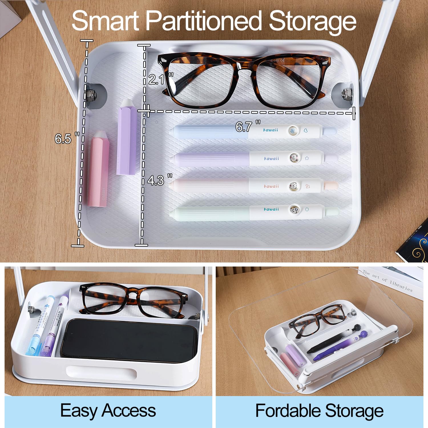 ZOEY Acrylic Book Stand for Reading Adjustable Book Holder with 360 Rotating Base and Storage Foldable Desktop Riser — view 4