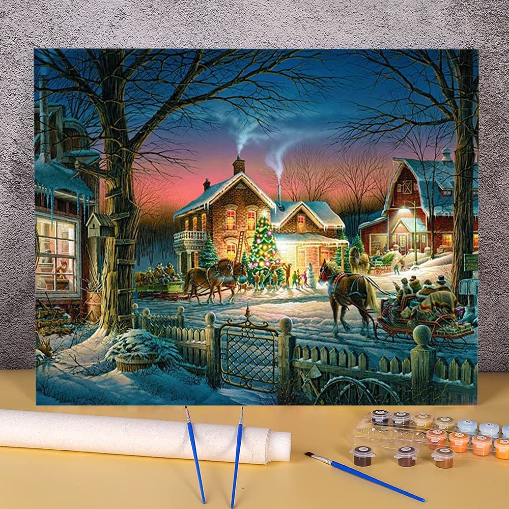 Amazon.co.jp: 数字で描く数字で描くクリスマスビレッジDIY