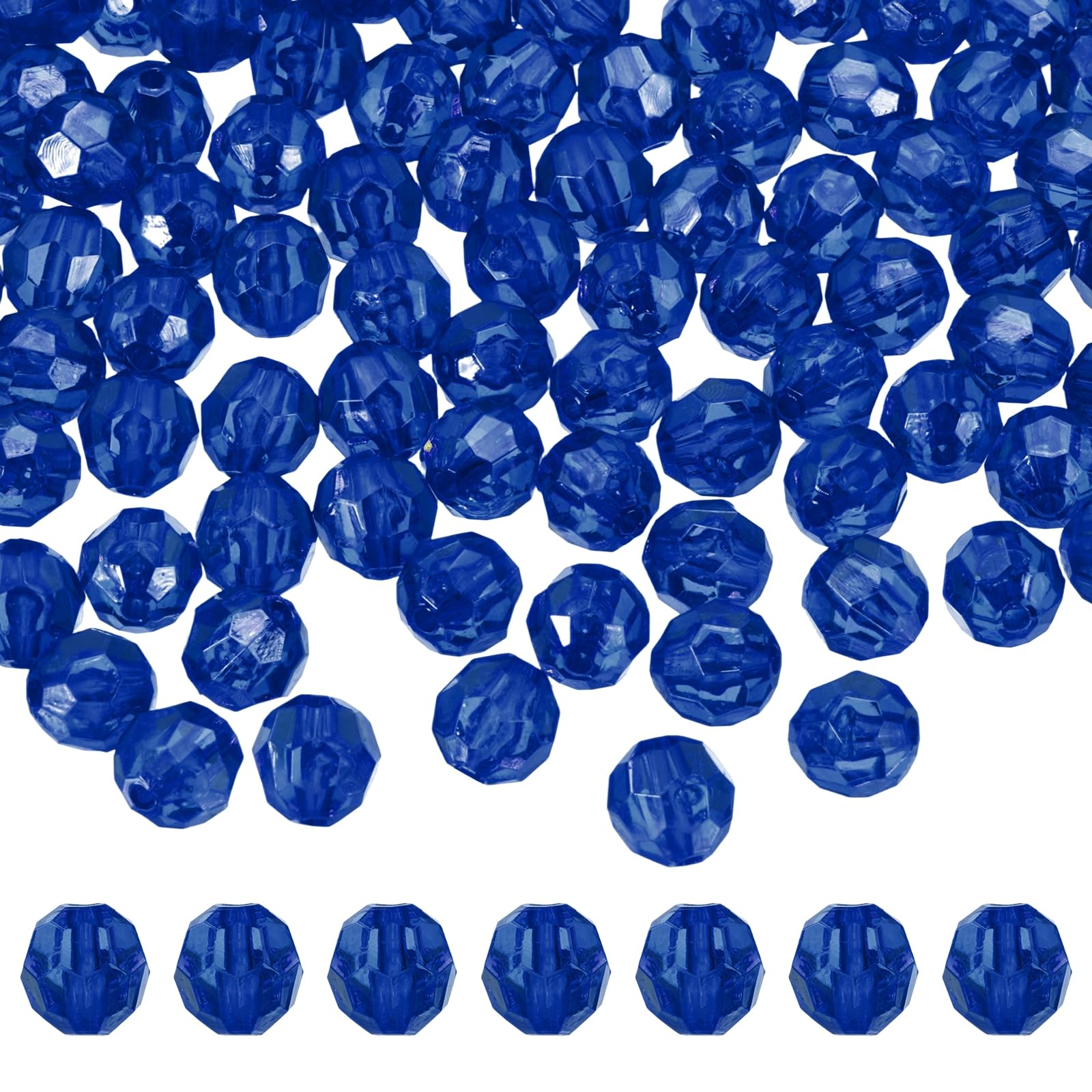 sourcing map 400 Pcs Acrylic Round Faceted Beads 8mm Loose Crystal Spacer Bead for Bracelets Necklace Keychains DIY Crafts Jewelry Making, Bright Blue
