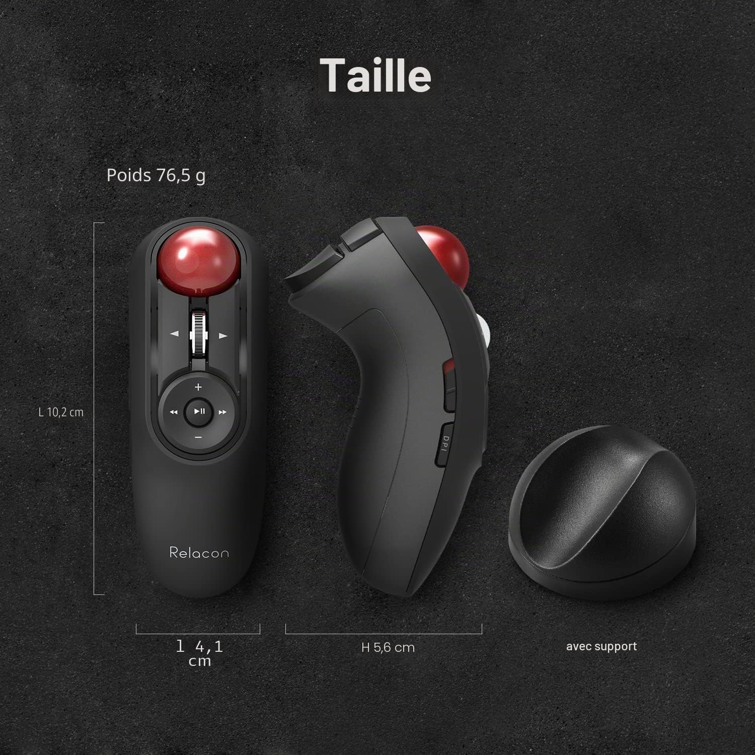 Elecom Relacon M-RT1DRBK Souris Portable avec contrôle du Pouce, sans Fil 2,4 GHz, Design Ergonomique, Fonction à 10 Boutons, Windows11, MacOS