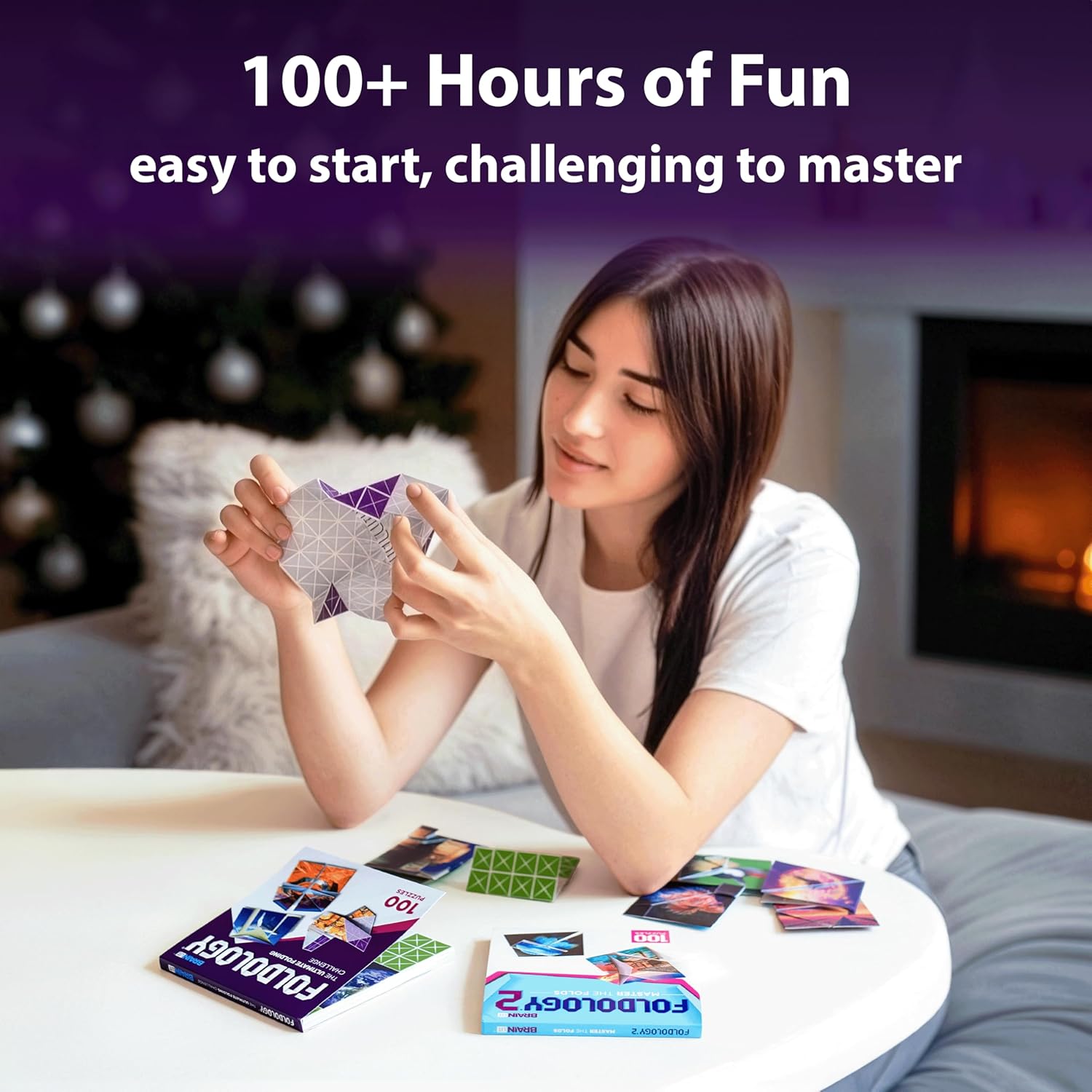 FOLDOLOGY 1&2 Combo Pack - The Origami Puzzle Game! Brain Teasers for Tweens, Teens & Adults | Fold The Paper, Complete The Picture | Stocking Stuffers, Gift for Ages 10+ | 200 Challenges